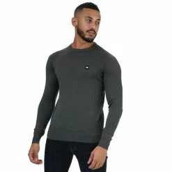 Men's Weekend Offender Silver Cotton Crew Knit in Charcoal