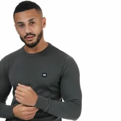 Men's Weekend Offender Silver Cotton Crew Knit in Charcoal -Goodwin Smith 681ae2dda6ec41d2ae5b8fa96a9fc481