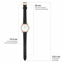 Female Quartz watch rose gold Genuine leather black Glanzstücke München -Goodwin Smith c13da32174024f8894e1a522ae58283a