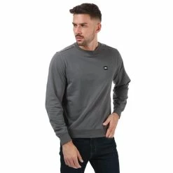 Men's Weekend Offender Dustin Checked Crew Sweat in Charcoal