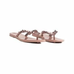 Zaxy Flower Shine Thong Sandals - Pink -Goodwin Smith d77e95ff363944b9973b7f5bce67c2fc