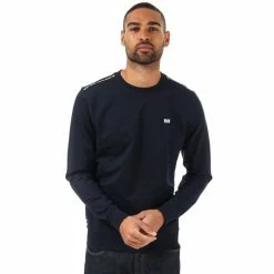 Men's Weekend Offender Dustin Check Crew Sweatshirt in Navy - Blue