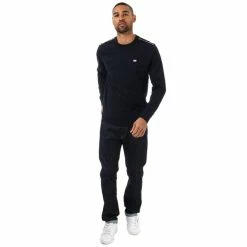Men's Weekend Offender Dustin Check Crew Sweatshirt in Navy - Blue -Goodwin Smith wossw513n navy 2