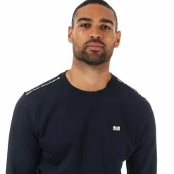 Men's Weekend Offender Dustin Check Crew Sweatshirt in Navy - Blue -Goodwin Smith wossw513n navy 3