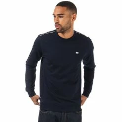 Men's Weekend Offender Dustin Check Crew Sweatshirt in Navy - Blue -Goodwin Smith wossw513n navy 5