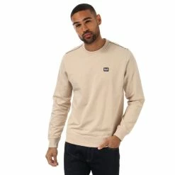 Men's Weekend Offender Dustin Check Crew Sweatshirt in Sand - Cream