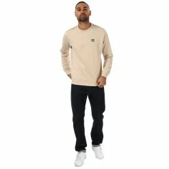 Men's Weekend Offender Dustin Check Crew Sweatshirt in Sand - Cream -Goodwin Smith wossw513s sand 2