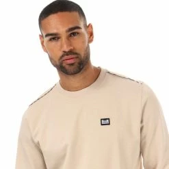 Men's Weekend Offender Dustin Check Crew Sweatshirt in Sand - Cream -Goodwin Smith wossw513s sand 5